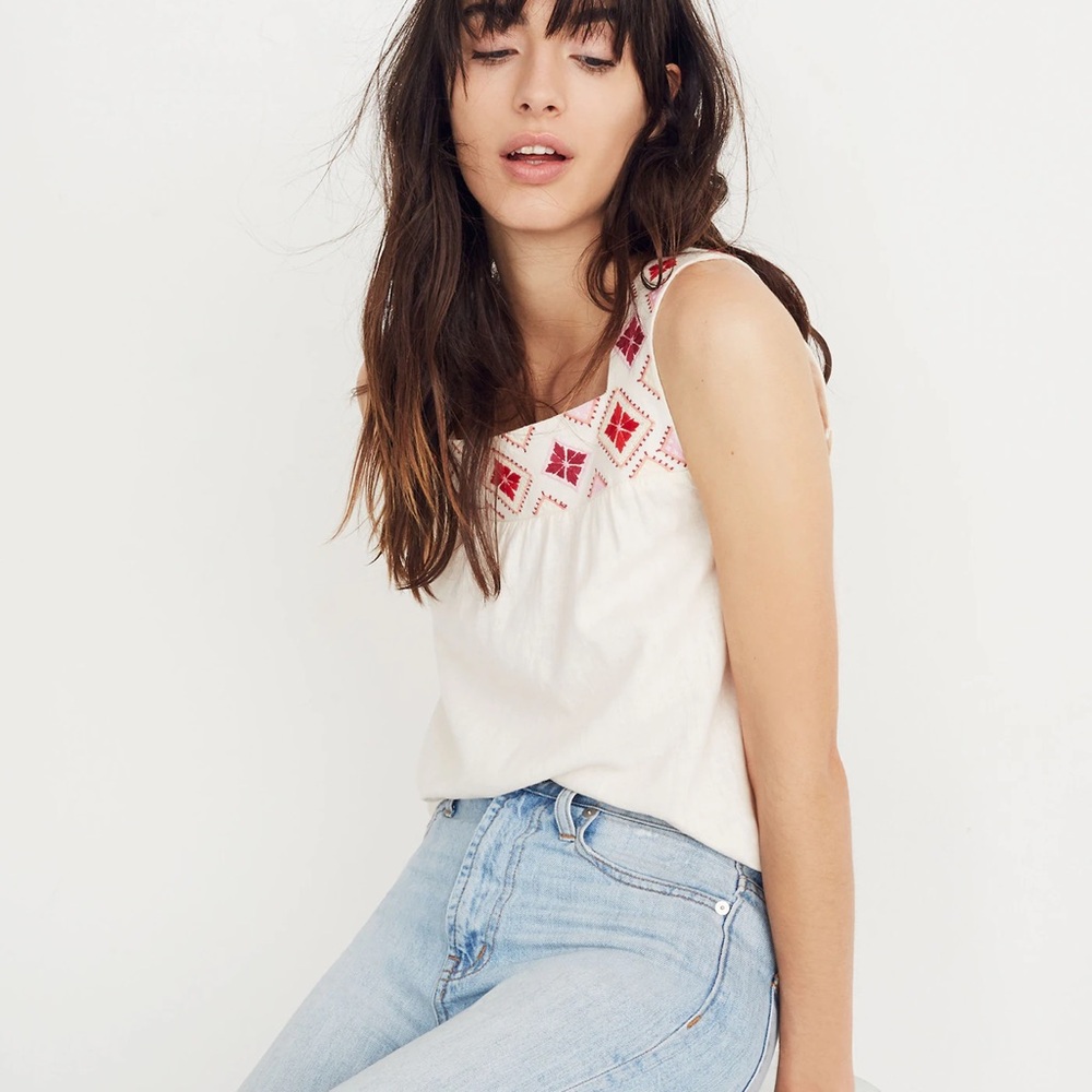 Madewell Embroidered Island Tank Top